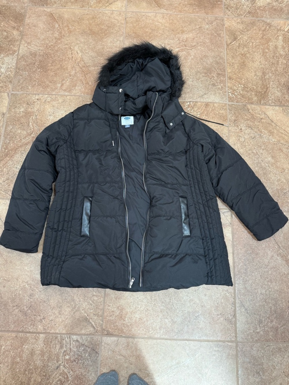 Maternity Black Quilted Puffer Jacket with Hood